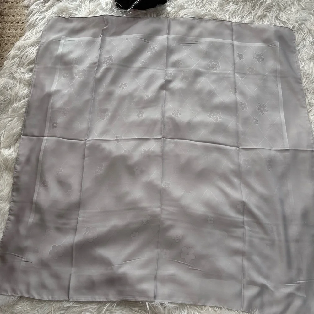 Chanel gray solid square classic scarf 35x35 ‼️LAST ONE LEFT
